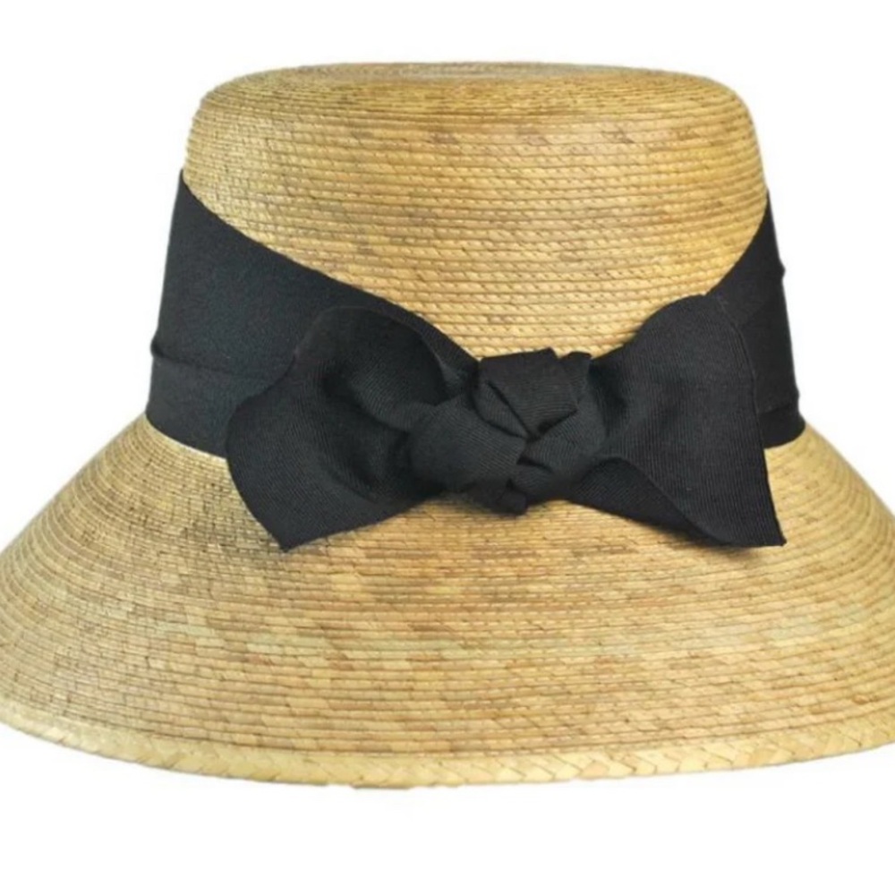 Stylish Black and Tan Straw Hat with Ribbon